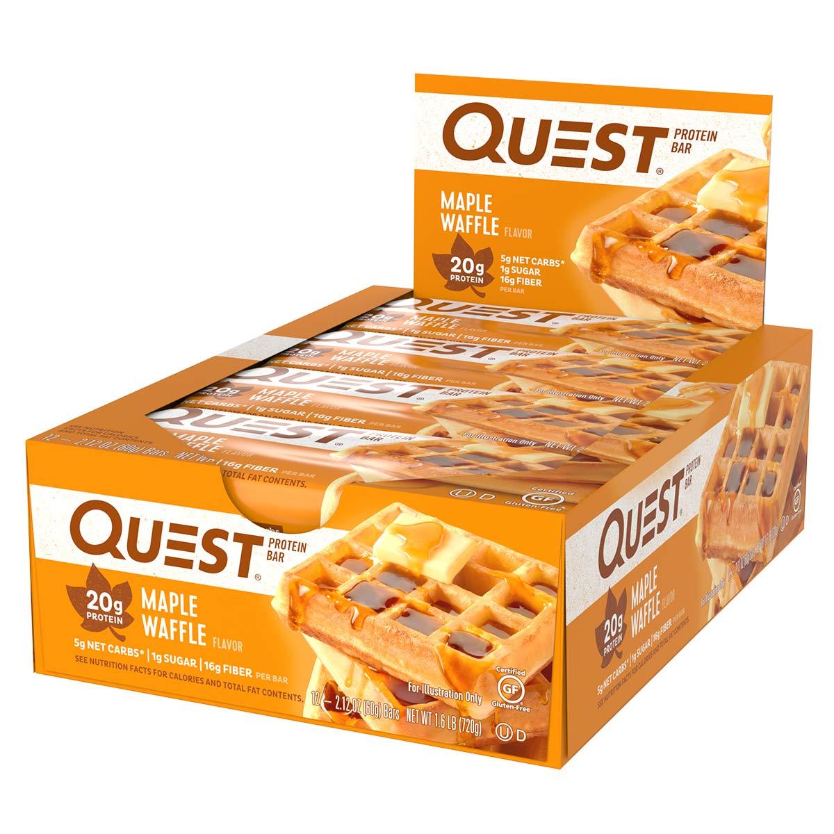 Quest Nutrition Quest Bar Protein Bar 12/Box Top 50 Quest Nutrition Maple Waffle (1058690433067)