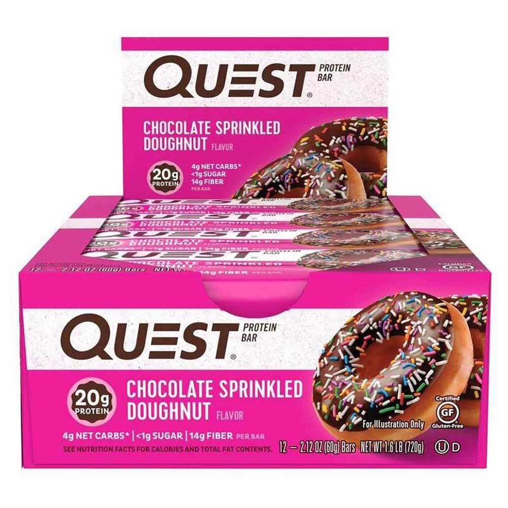 Quest Nutrition Quest Bar Protein Bar 12/Box Top 50 Quest Nutrition Chocolate Sprinkled Doughnut (1058690433067)