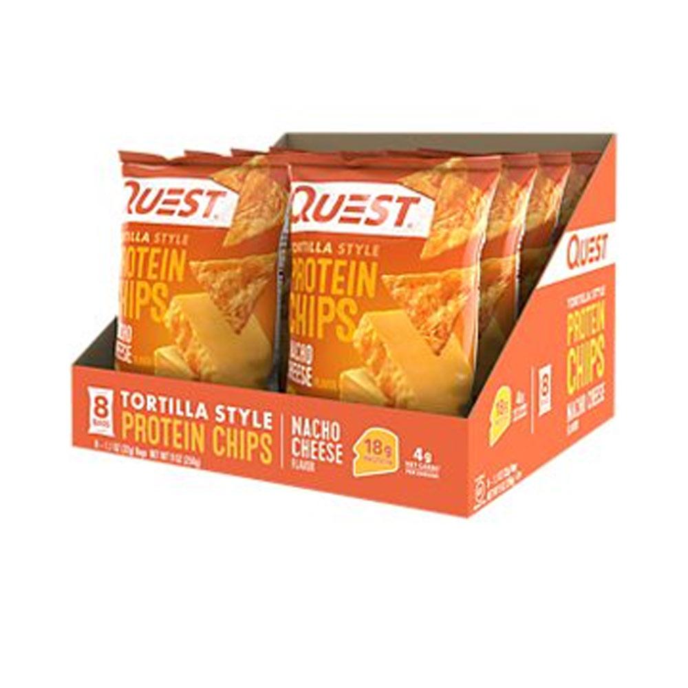 Quest Protein Tortilla Chips 8/Box Foods Juices Quest Nutrition Nacho Cheese (1403430928427)