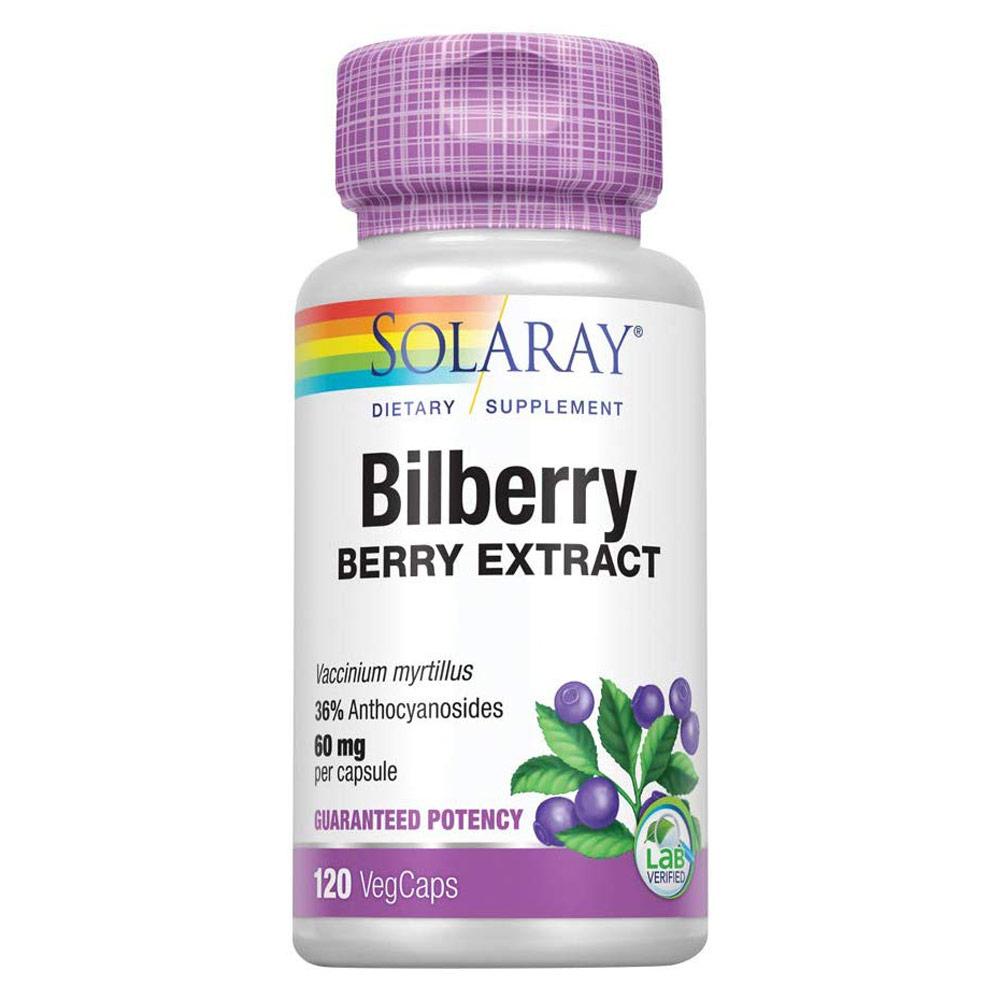 Solaray Bilberry Berry Extract 60mg 120 Capsules Herbs Solaray (4337813160001)