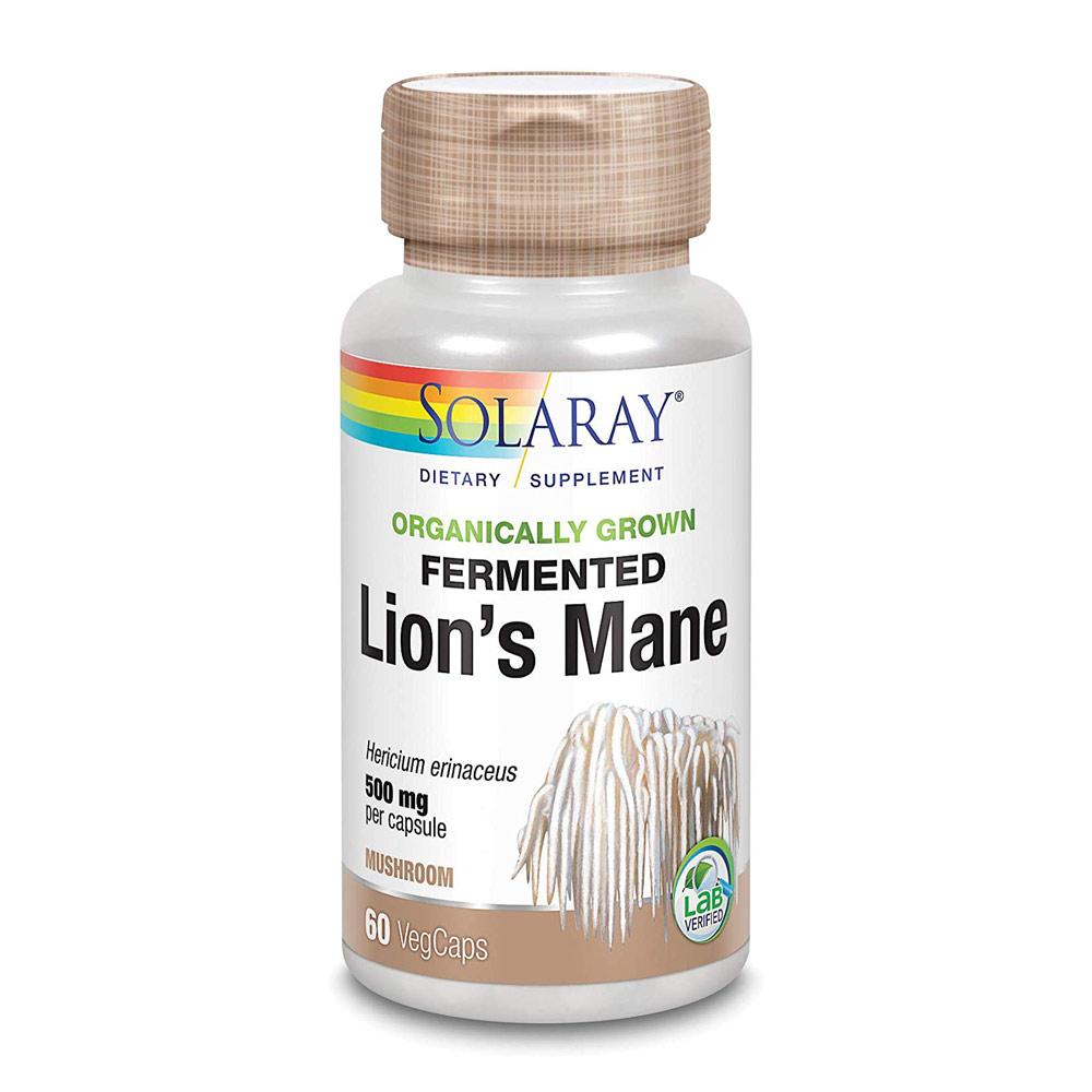 Solaray Fermented Lion's Mane 500mg 60 Veggie Capsules Herbs Solaray (1752255135787)