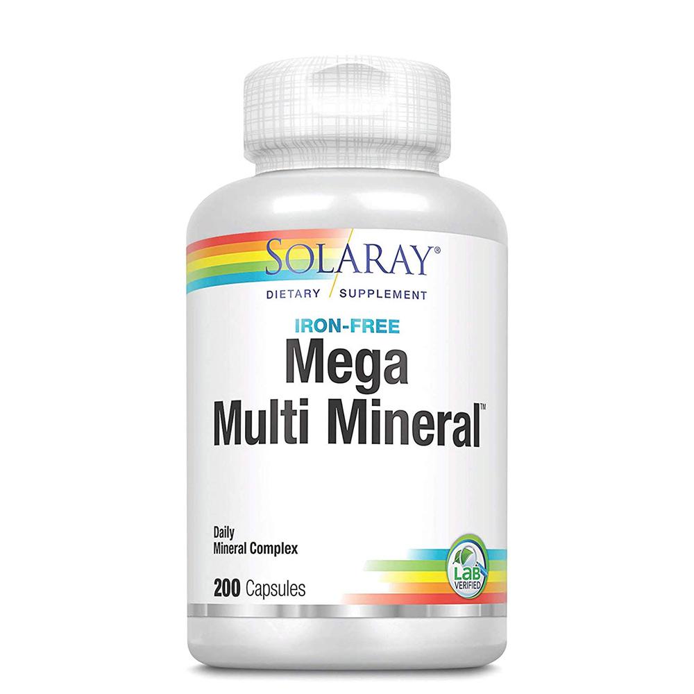 Solaray Mega Multi Mineral Iron Free 200 Caps Minerals Solaray (1058080423979)