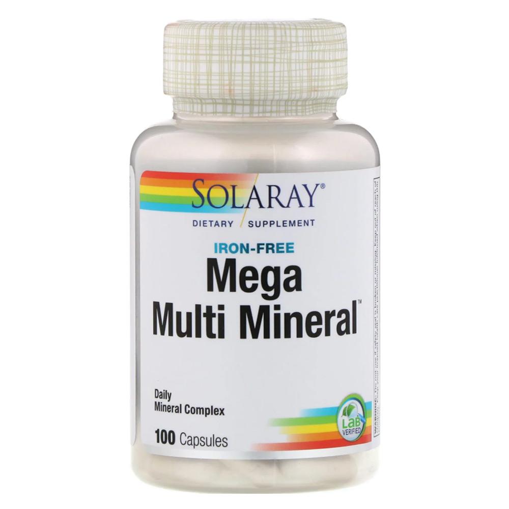 Solaray Mega Multi Mineral (Iron Free) 100 Caps Multi Vitamins Solaray (1753755222059)