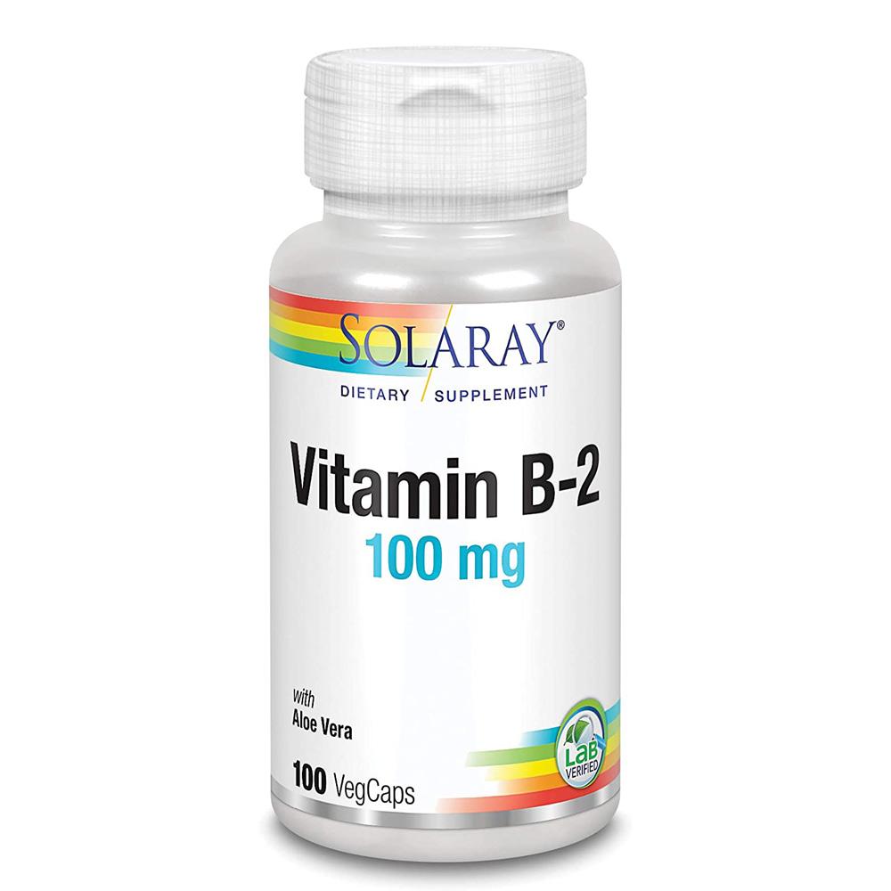 Solaray Vitamin B-2 100mg 100 Caps Vitamins Solaray (1057895219243)