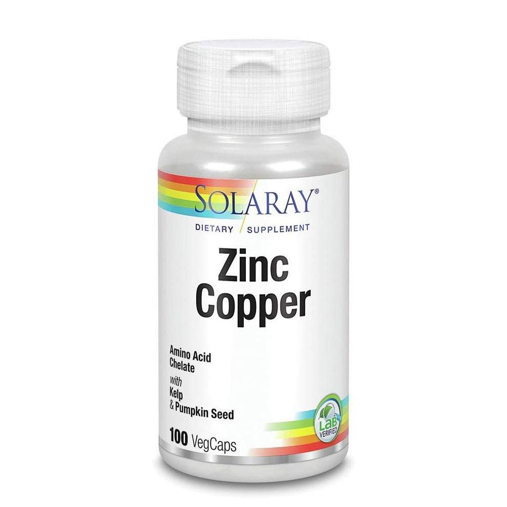 Solaray Zinc Copper 100 Capsules Vitamins & Minerals Solaray (1801578414123)