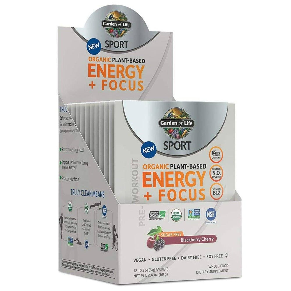 Garden of Life Sport Organic Pre-Workout Energy plus Focus Sugar Free Blackberry Cherry 12 Count Sports Performance Recovery Garden of Life (1441915469867)