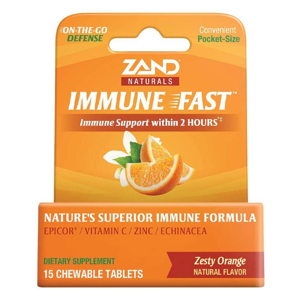 Zand Immune Fast Zesty Orange 15 Chewable Tablets Herbs Zand