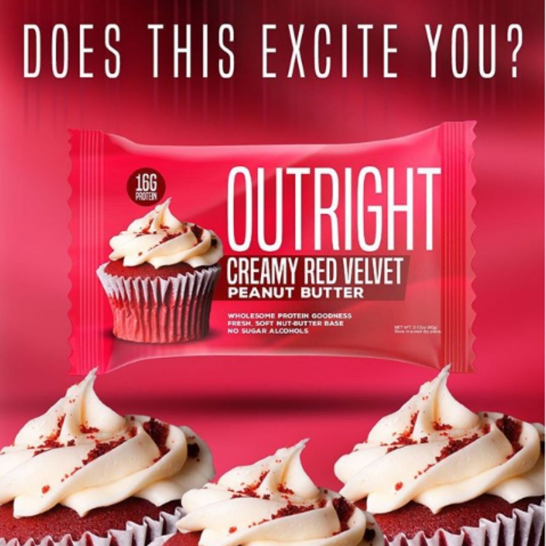 Outright Bar Adds Creamy Red Velvet Peanut Butter Option