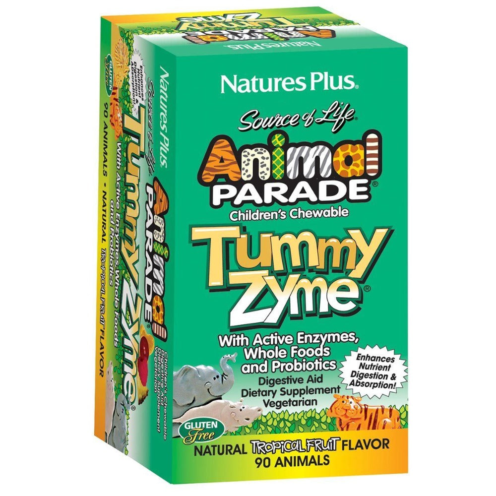 Nature's Plus Animal Parade Tummy Zyme Tropical 90 Chews Children's Supplements Nature's Plus  (1058220441643)