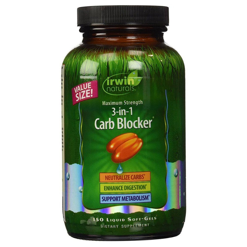 Irwin Naturals 3-in-1 Carb Blocker 150 Liquid Soft Gels Digestive Health / Probiotics Irwin Naturals  (1058820358187)
