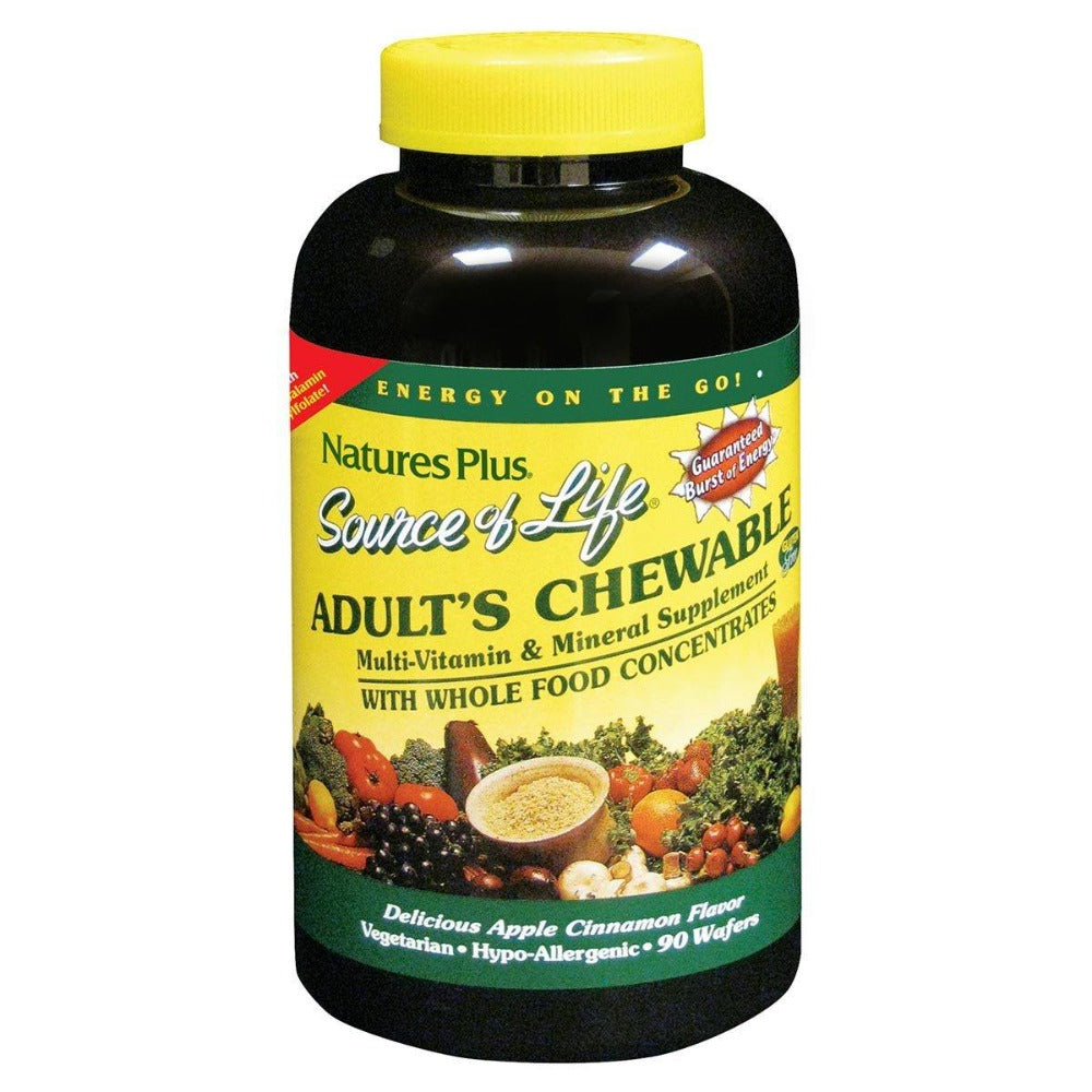 Nature's Plus Source of Life Multi Vitamin and Mineral Adult Chewable 90 Wafers Vitamins Nature's Plus  (1057909309483)