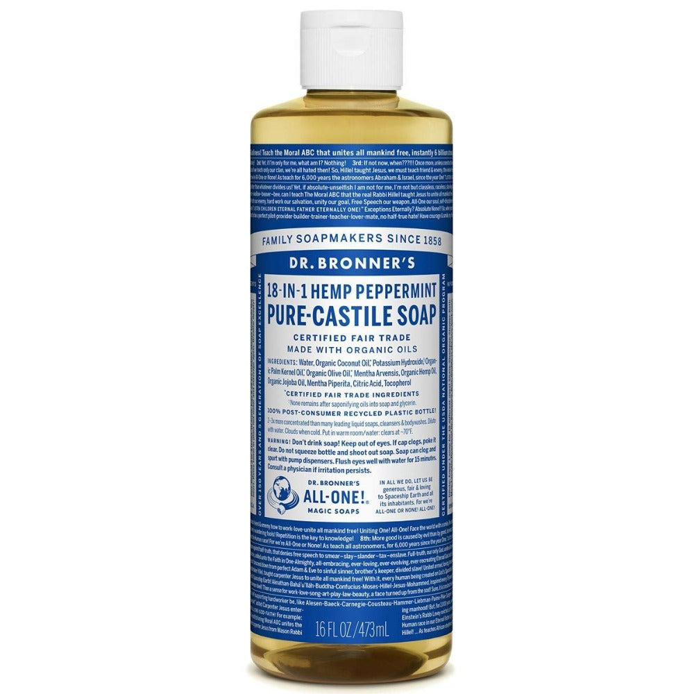 Dr. Bronner's Pure Castille Liquid Soap Peppermint 16 oz Personal Care Dr. Bronner's  (1058094743595)