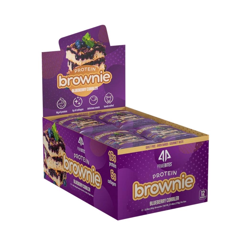 Alpha Prime Bites Protein Brownies 12/box Bars AP Sports Regimen Blueberry Cobbler 