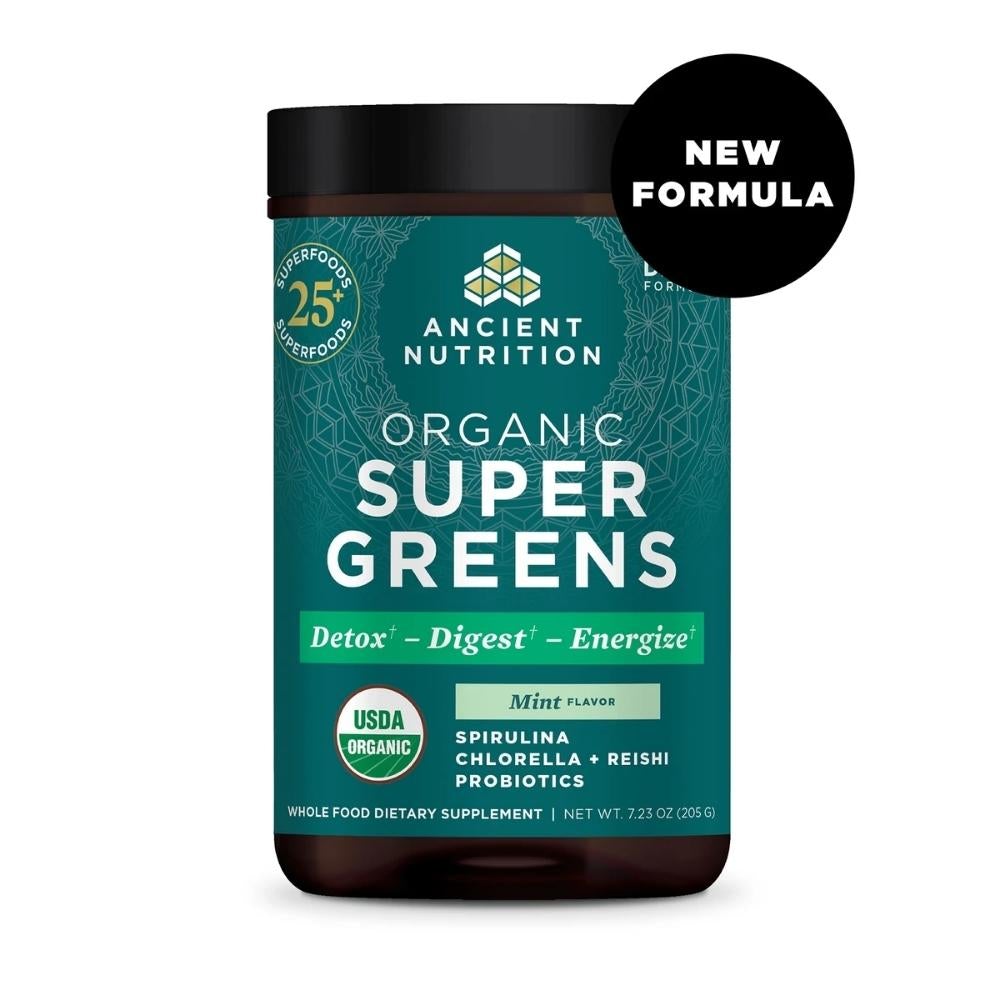 Ancient Nutrition Organic Super Greens 25 Servings Digestive Health Ancient Nutrition Mint 