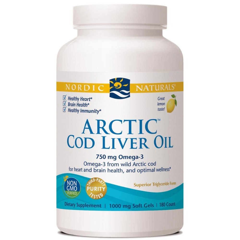 Nordic Naturals Arctic Cod Liver Oil 180 SoftGels Omega Fatty Acids / EFAs Nordic Naturals  (1058219851819)