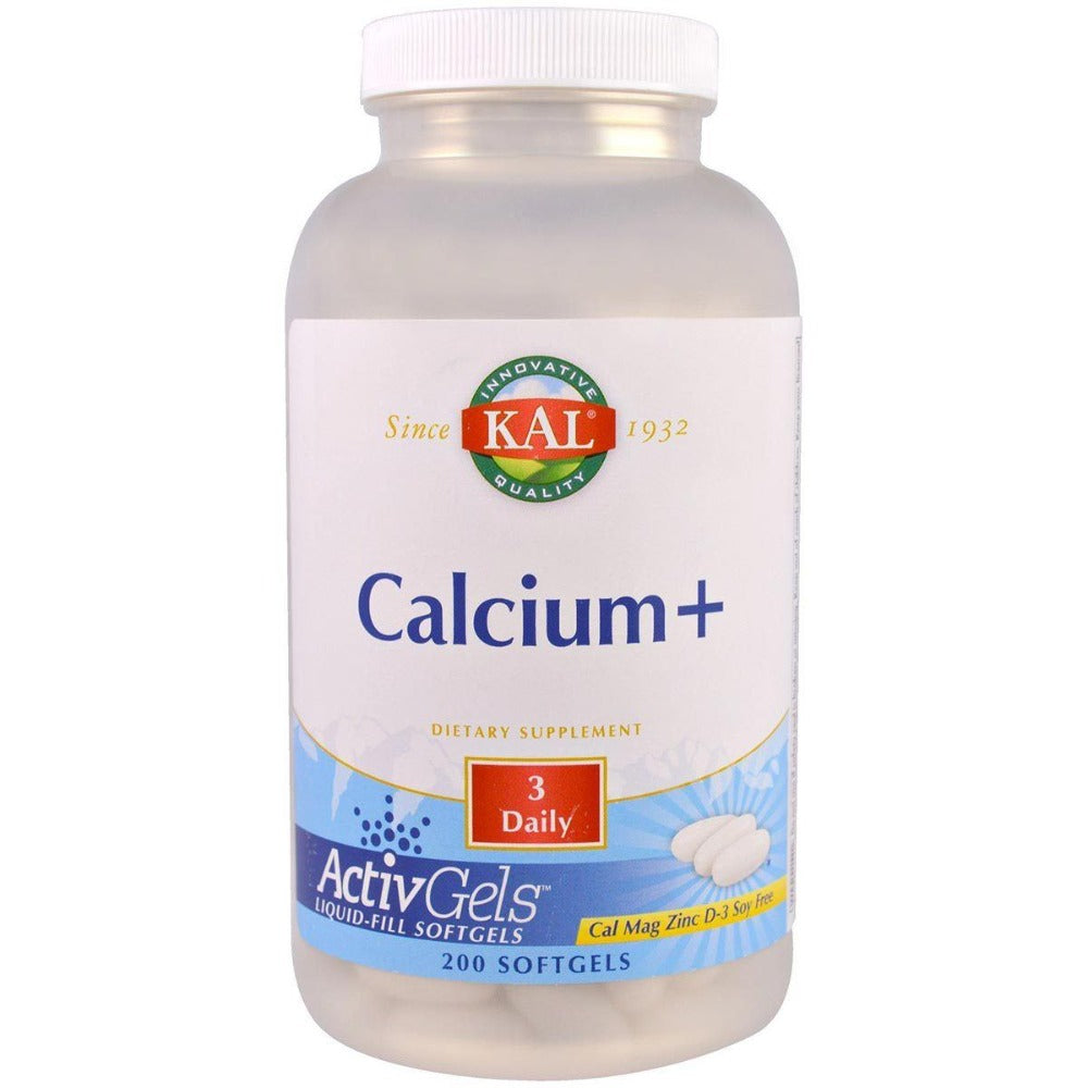 Kal Calcium+ w/ Magnesium, Zinc, and Vitamin D 200 Softgels Minerals Kal  (1057878605867)