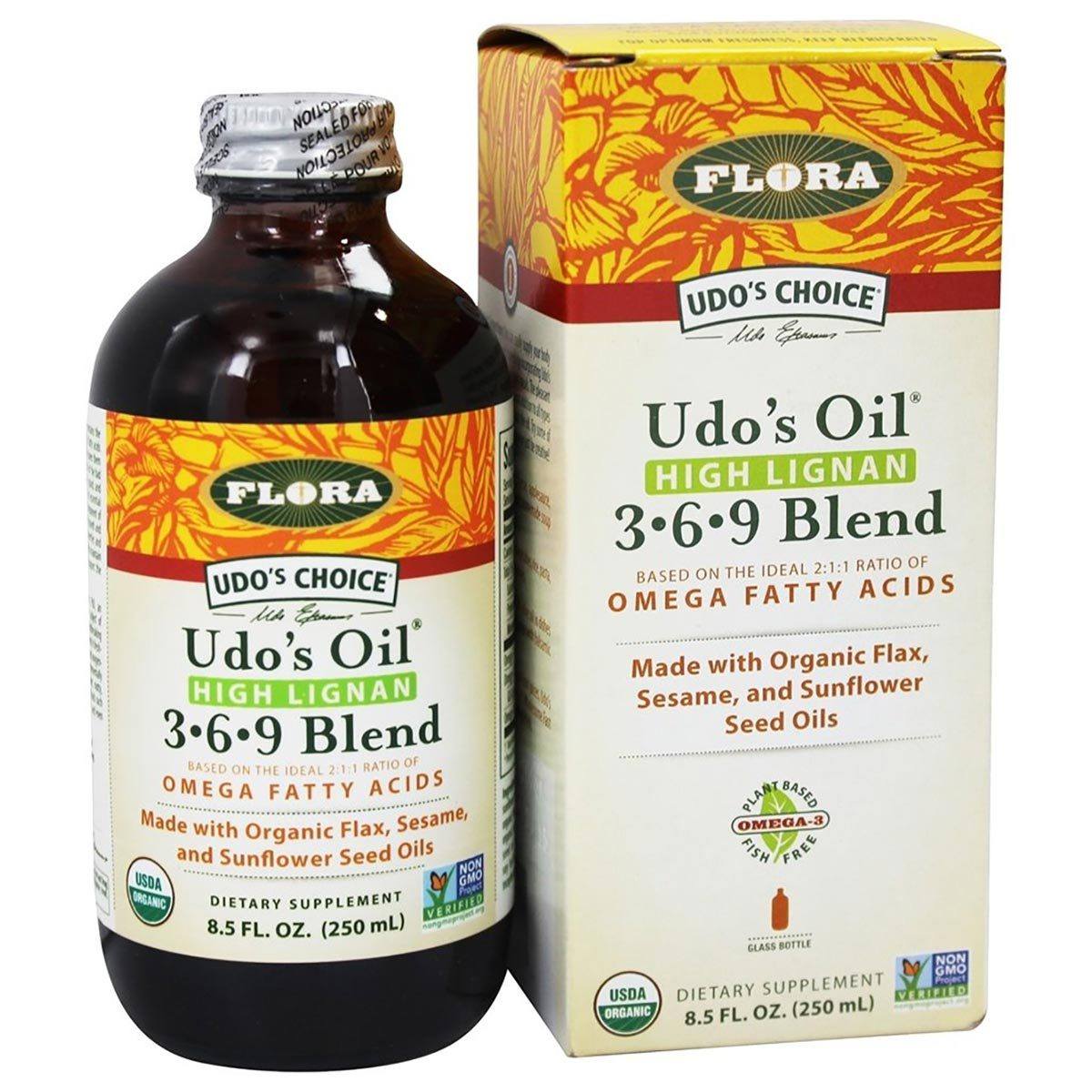 Flora (Udo's Choice) Udo's Choice High Lignan 3 6 9 Oil Blend 8.5oz Omega Fatty Acids / EFAs Flora (Udo's Choice)  (1057985462315)