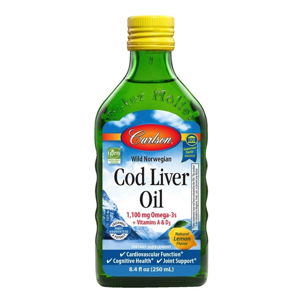 Carlson Norwegian Cod Liver Oil Regular Flavor 250mL Omega Fatty Acids / EFAs Carlson 