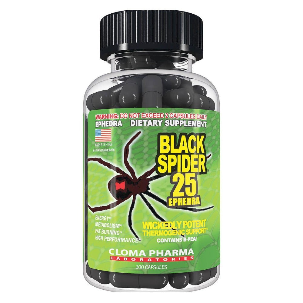 Cloma Pharma Black Spider 25mg Ephedra 100C Fat Burner Cloma Pharma  (1357639778347)