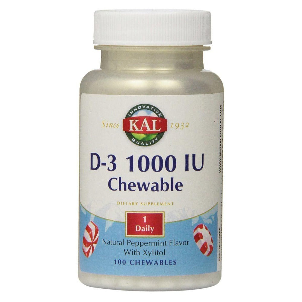 Kal D-3 1000 IU Peppermint Flavored 100 Chews Vitamins Kal  (1058068070443)