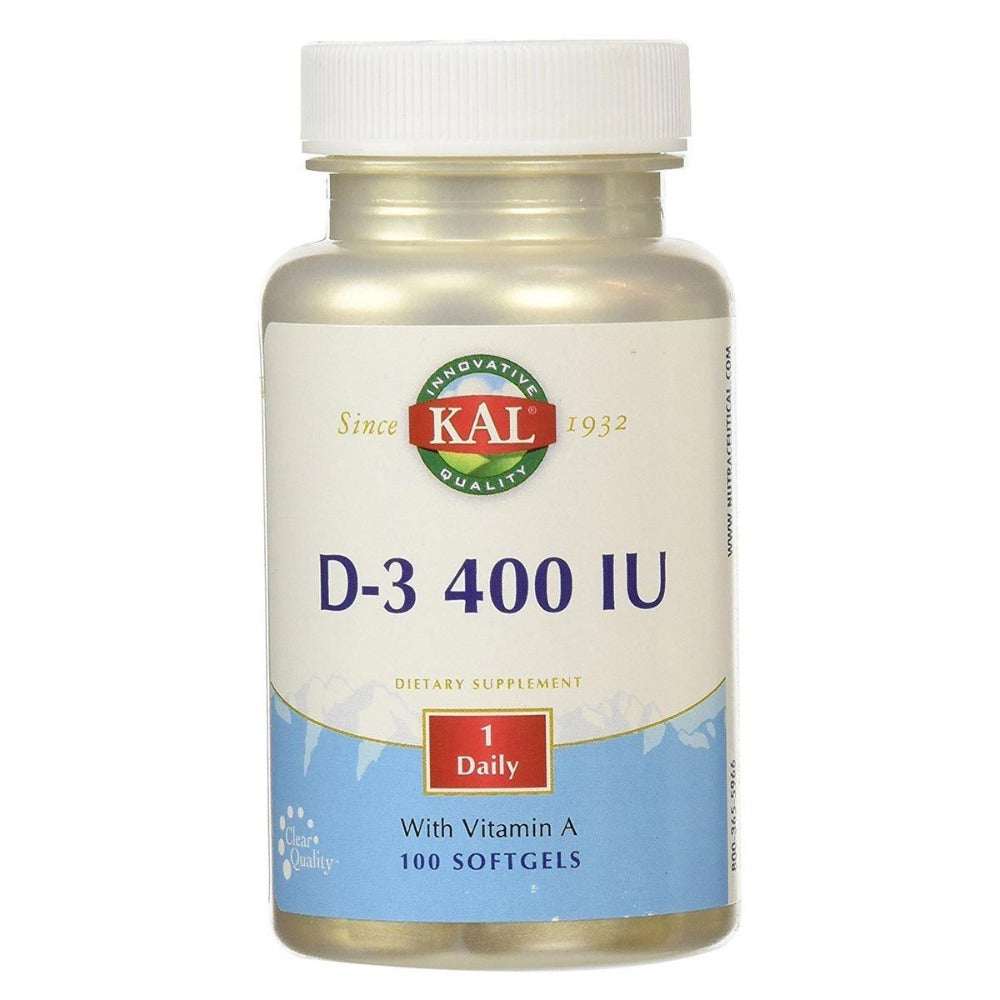 Kal D-3 400 IU 100 Softgels Vitamins Kal  (1057960296491)