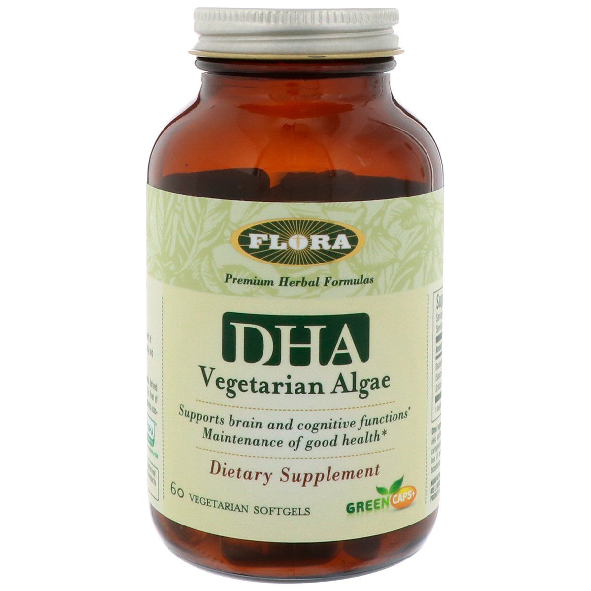 Flora (Udo's Choice) DHA Vegetarian Algae 60 Vege Softgels Omega Fatty Acids / EFAs Flora (Udo's Choice)  (1058625355819)