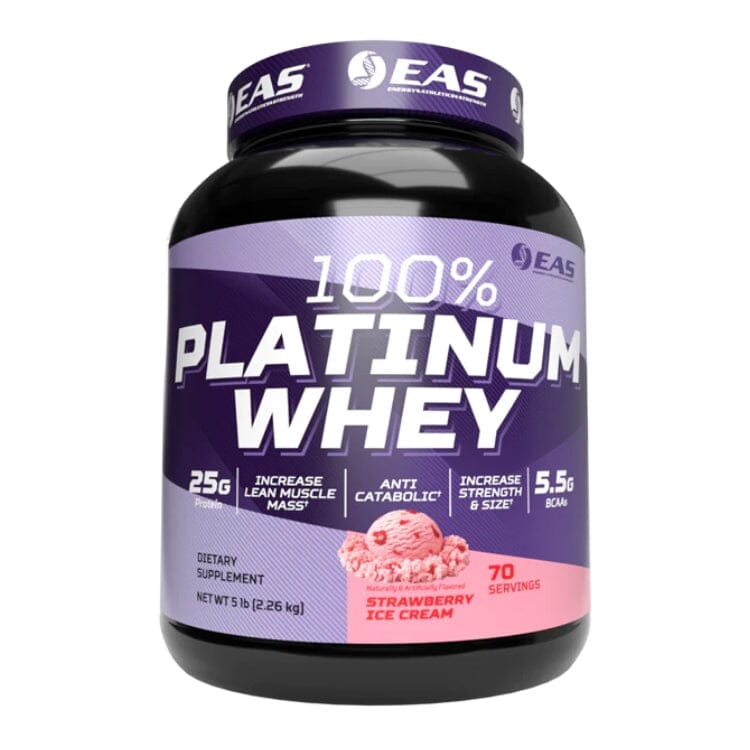 EAS 100% Platinum Whey 5lb Protein Powders EAS Strawberry Ice Cream 
