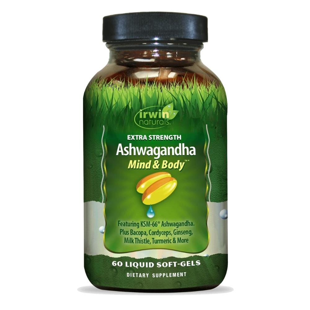 Irwin Naturals Extra Strength Ashwagandha 60 Liquid Soft Gels Herbs Irwin Naturals 