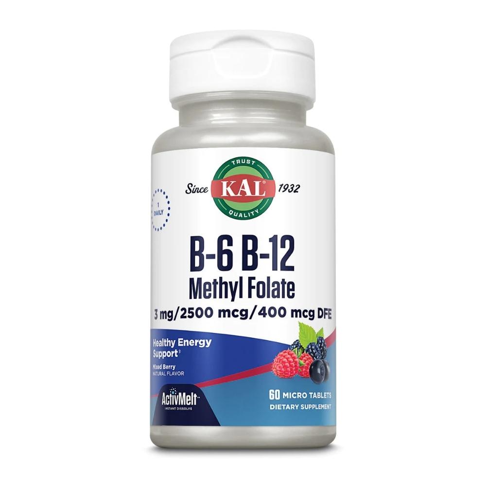 KAL B6 B12 METHYL FOLATE 60 Micro Tablets Vitamins & Minerals Kal 