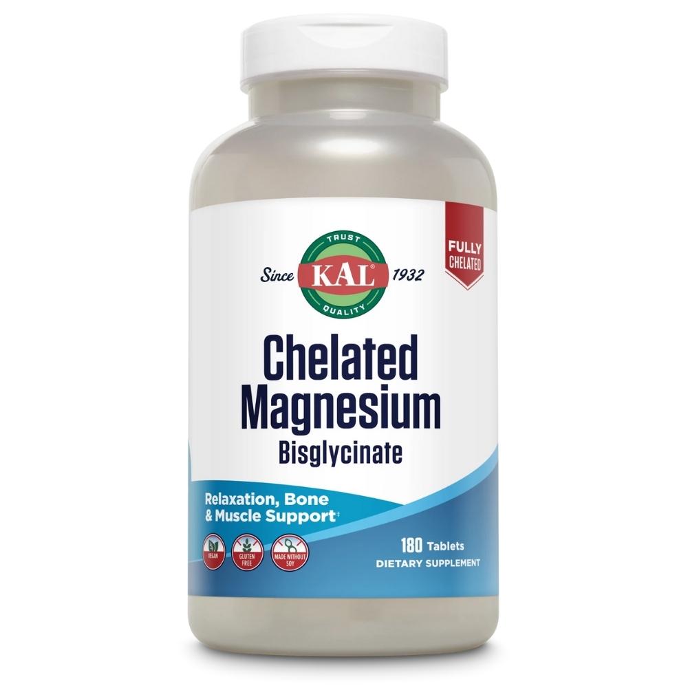 KAL CHELATED MAGNESIUM BYGLYCINATE 180 Tablets Vitamins & Minerals Kal 