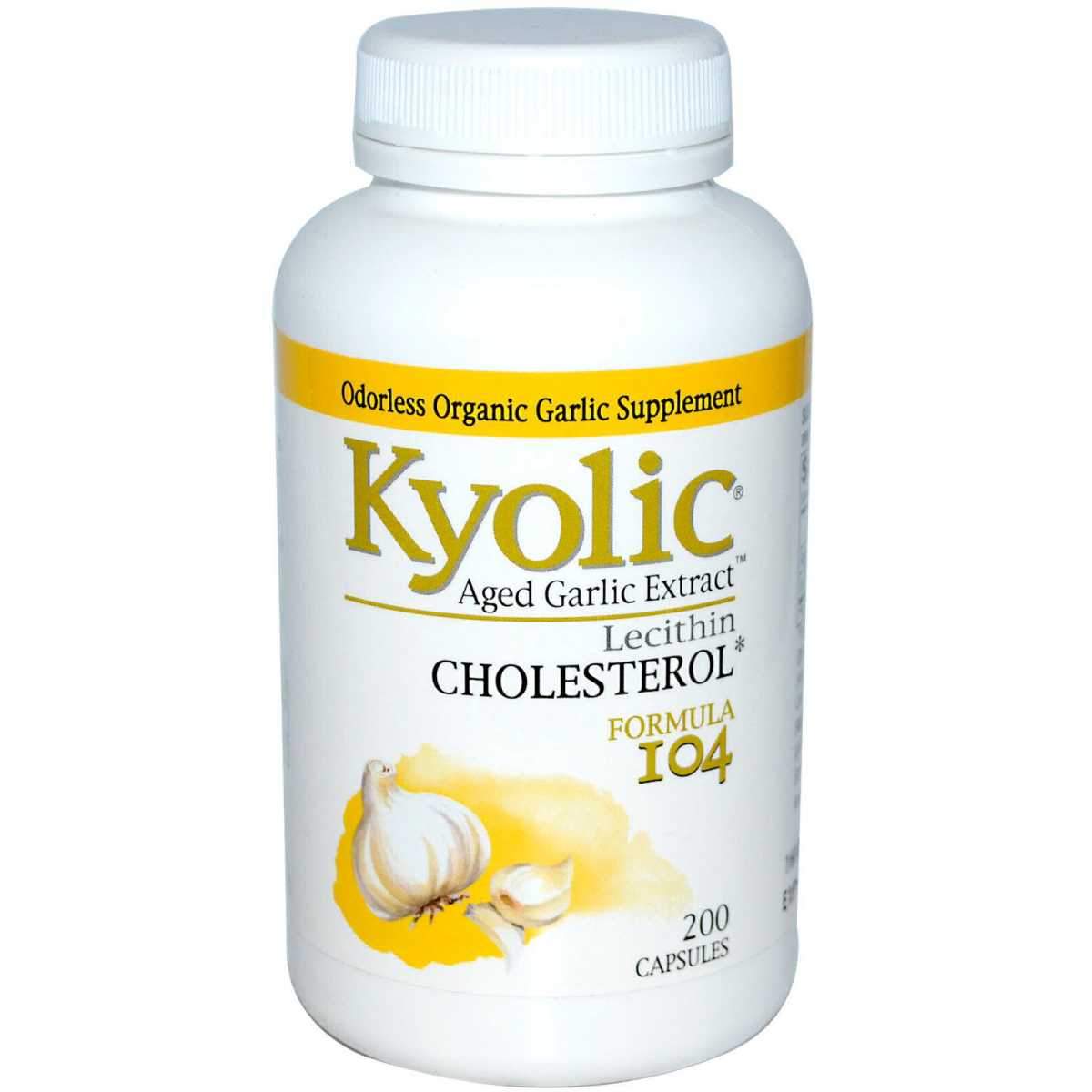 Wakunaga Kyolic Formula 104 Cholesterol Formula w/ Lecithin 200 Caps Herbs Wakunaga  (1057880506411)
