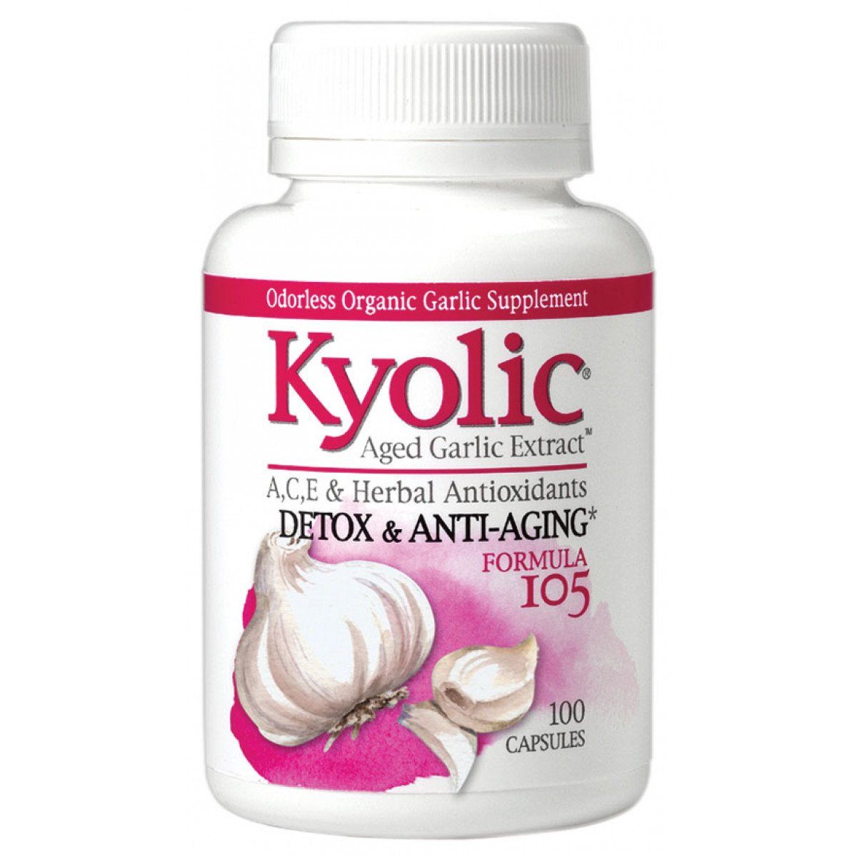 Wakunaga Kyolic Formula 105 Detox and Anti Aging Formula w/ A,C, E and Herbal Antioxidants 100 Caps Herbs Wakunaga  (1057880735787)