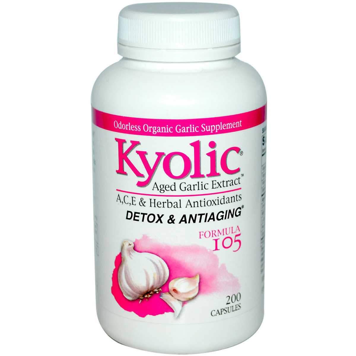 Wakunaga Kyolic Formula 105 Detox and Anti Aging Formula w/ A,C, E and Herbal Antioxidants 200 Caps Herbs Wakunaga  (1057880965163)