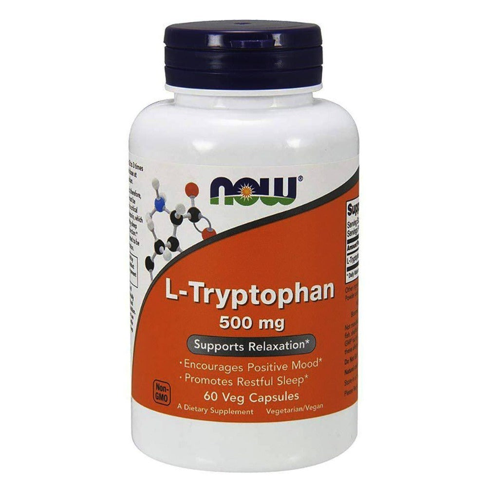 Now Foods L-Tryptophan 500mg 60 Vegetable Capsules Amino Acids Now Foods  (1518991671339)