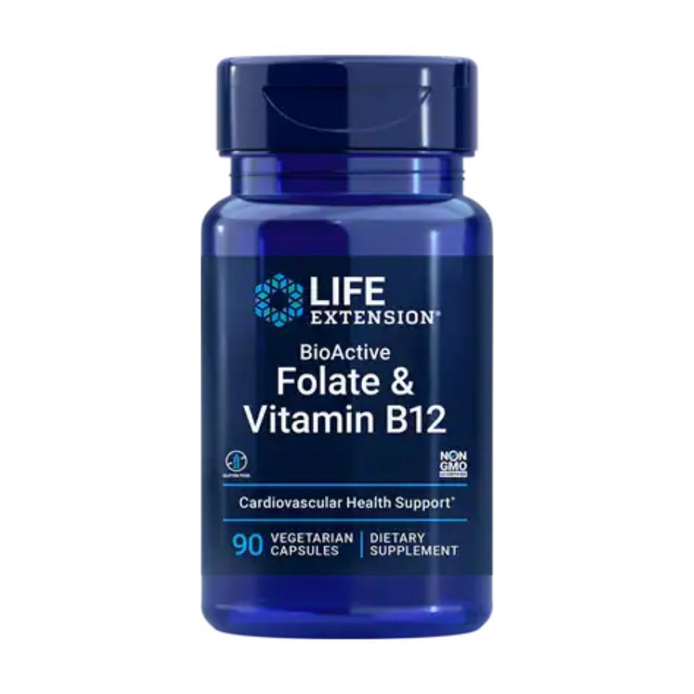Life Extension BioActive Folate & Vitamin B12 90 Vege Capsules Vitamins Life Extension 
