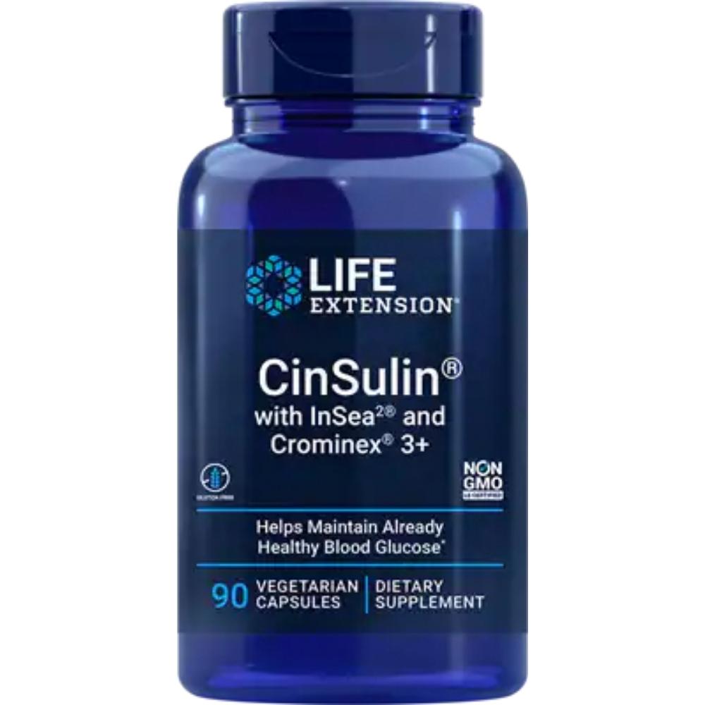 Life Extension Cinsulin with Insea and Crominex 90 Vege Capsules Other Supplements Life Extension 