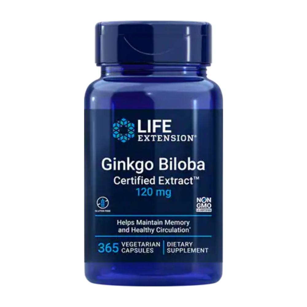 Life Extension Ginkgo Biloba Certified Extract 120 mg 365 Vege Capsules Herbs Life Extension 
