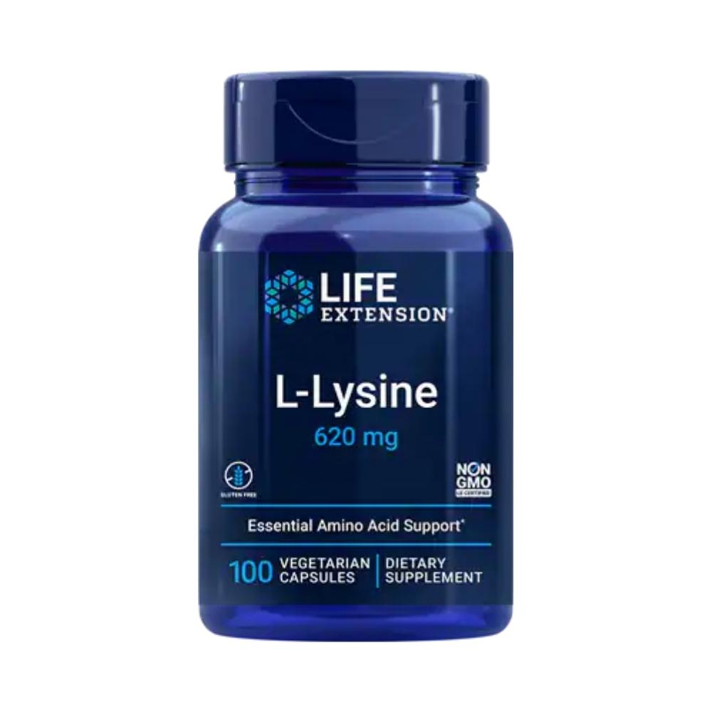 Life Extension L-Lysine 620 mg 100 Capsules Amino Acids Life Extension 