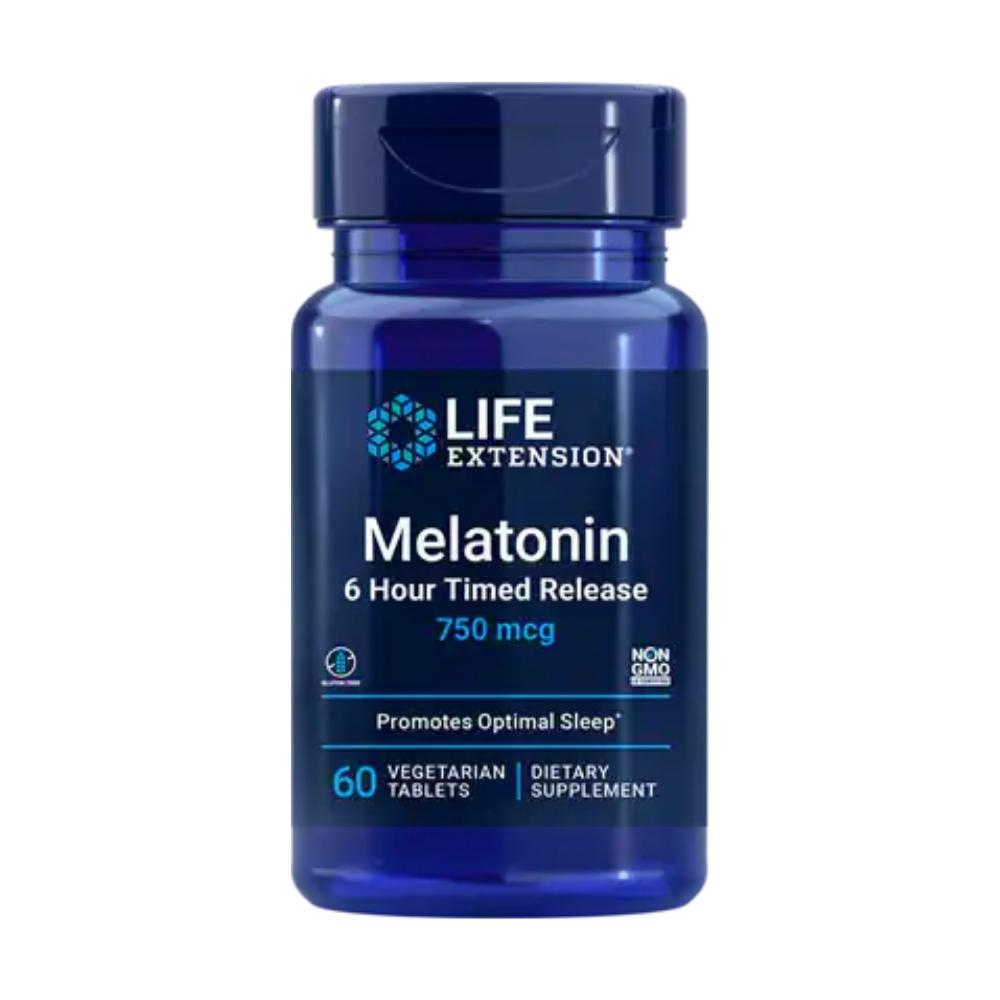 Life Extension Melatonin (6 Hour Timed Release) 750 mcg 60 Vege Tablets Other Supplements Life Extension 
