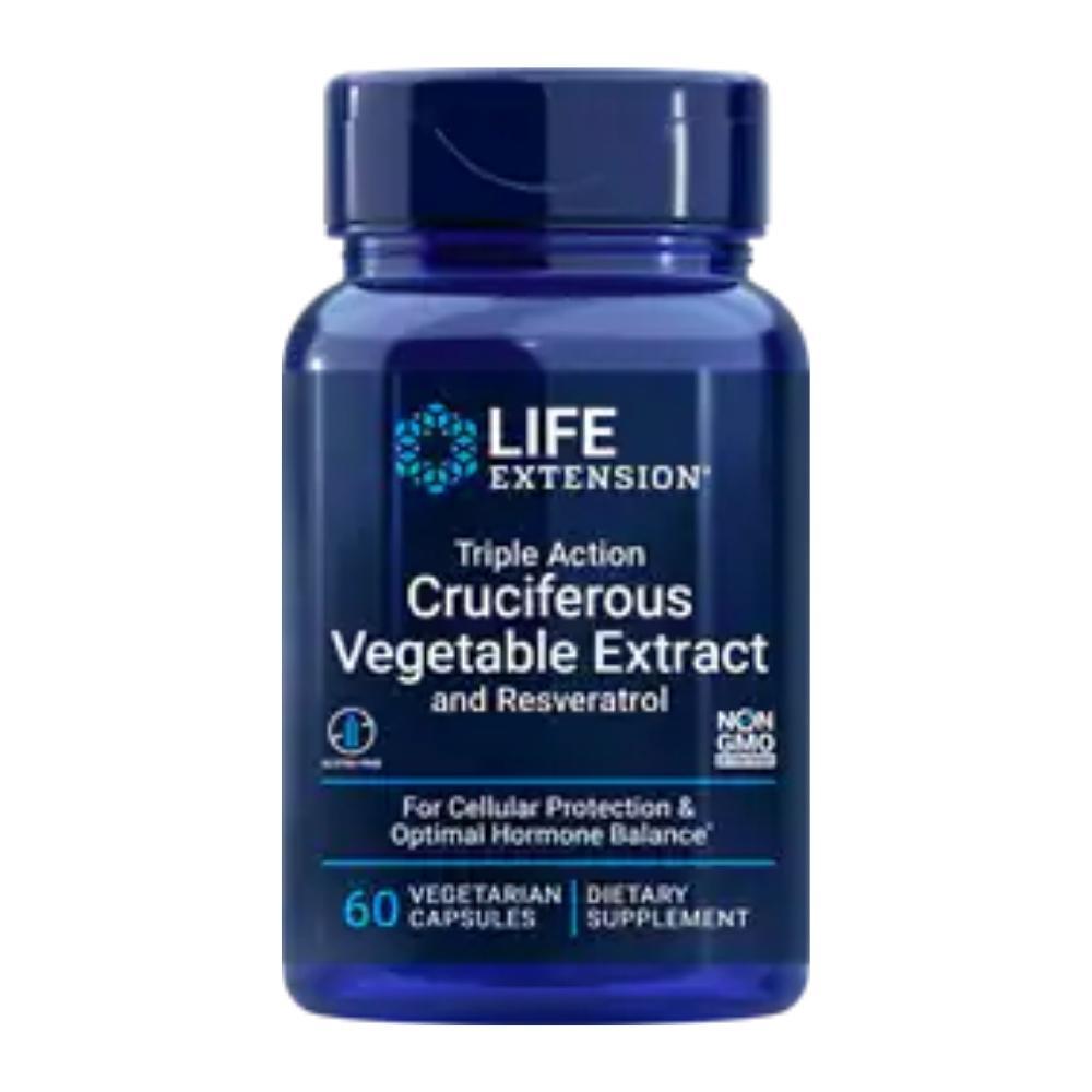 Life Extension Triple Action Cruciferous Vegetable Extract with Resveratrol 60 Vege Capsules Antioxidants / CoQ-10 Life Extension 