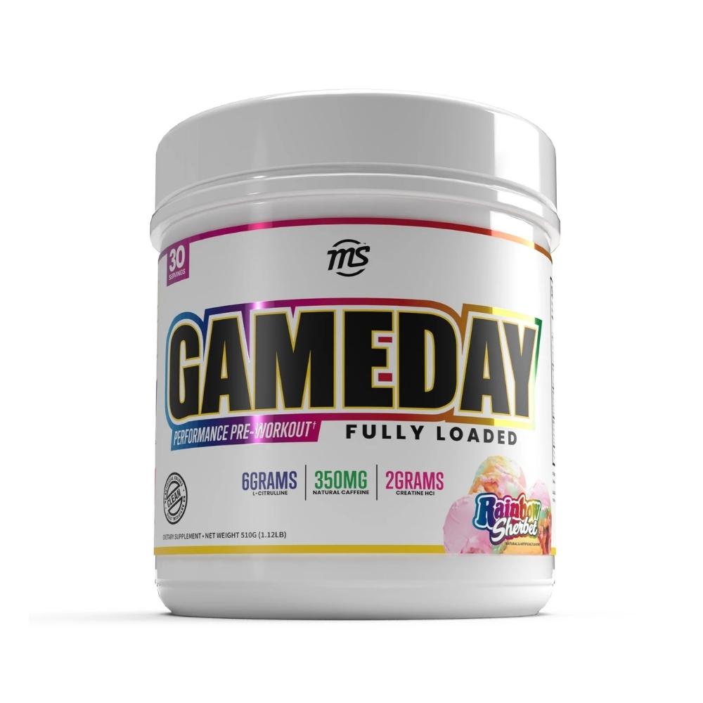 MAN Gameday Fully Loaded 30 Servings Pre-Workouts MAN Rainbow Sherbert 