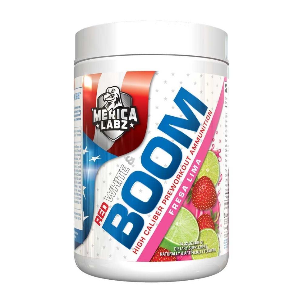 Merica Labz Red, White, & Boom High Caliber Pre-Workout Sports Performance Recovery 'Merica Labz Fresa Lima 