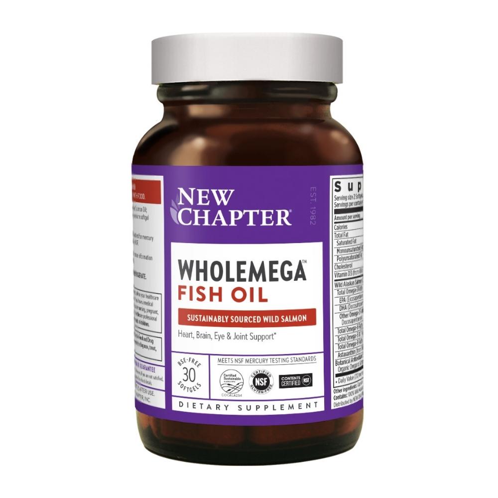 New Chapter WHOLEmega 1000mg 30 Soft Gels Omega Fatty Acids / EFAs New Chapter 
