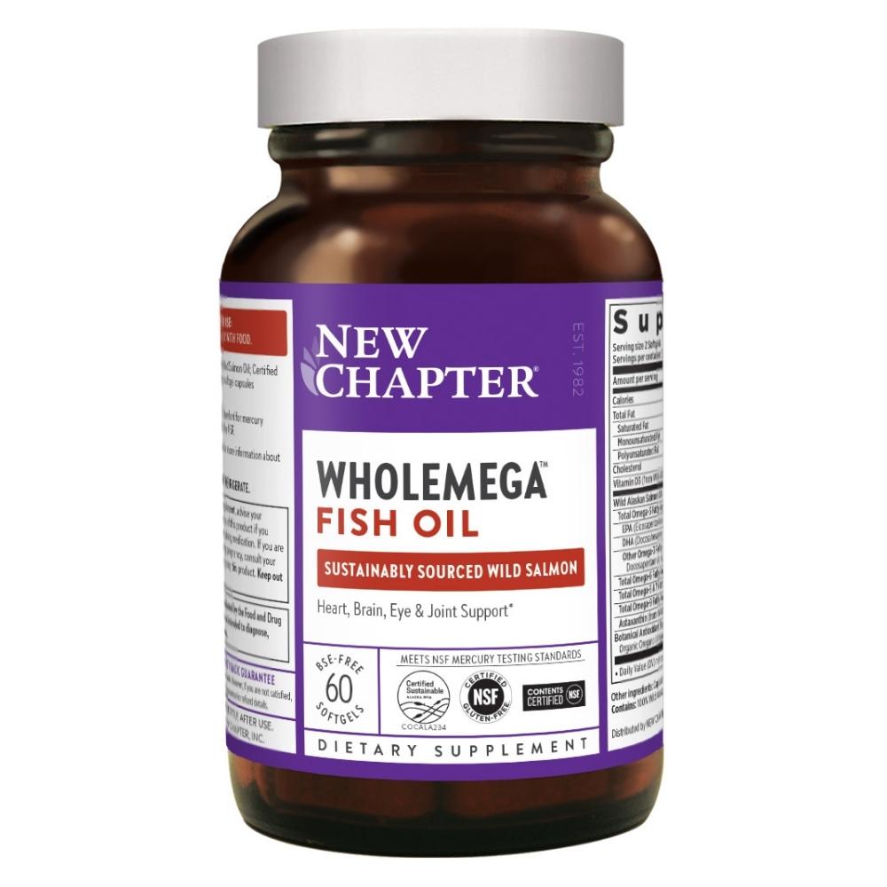 New Chapter WHOLEmega 1000mg 60 Soft Gels Omega Fatty Acids / EFAs New Chapter 