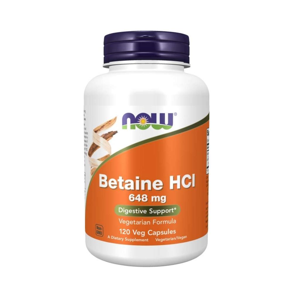 Now Foods Betaine HCl 648mg with 150mg of Pepsin 120 Capsules Digestive Health / Probiotics Now Foods 