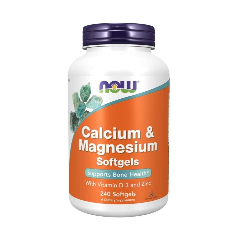 Now Foods Calcium Magnesium + Vitamin D3 & Zinc 240 Soft Gels