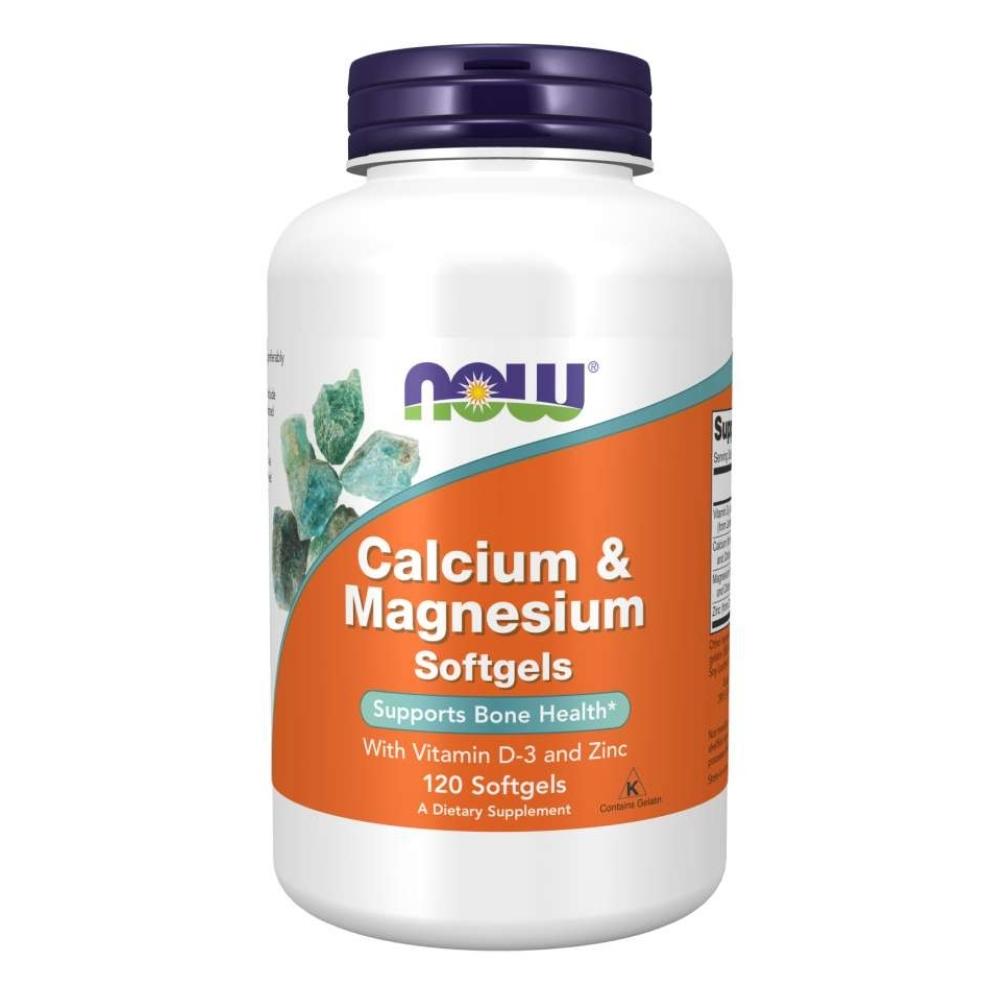 Now Foods Calcium and Magnesium w/Vitamin D-3 and Zinc 120 Gels Minerals Now Foods 