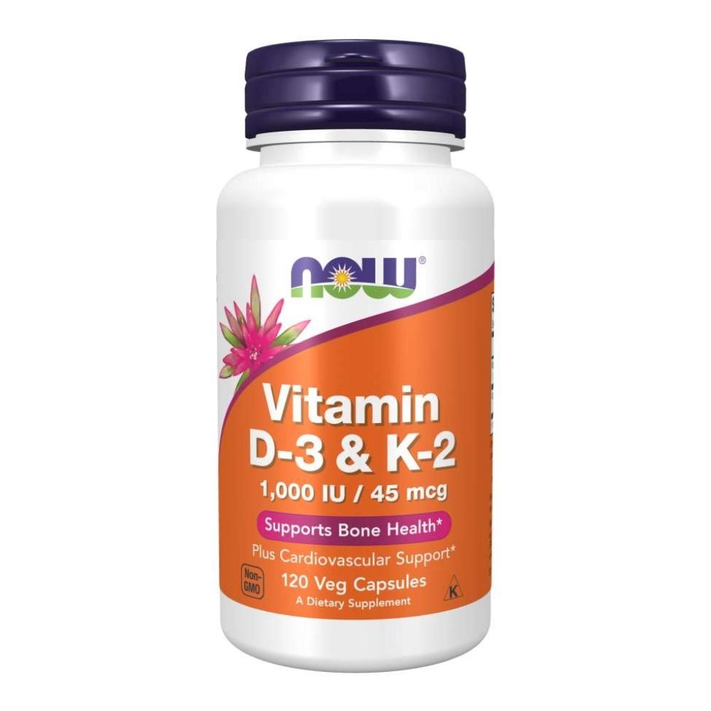 Now Foods Vit D-3 / K2 1000 IU / 45 Mcg 120 Vegetable Capsules Vitamins Now Foods 