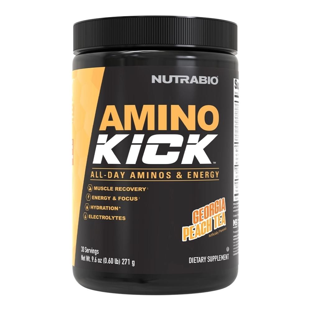 NutraBio Amino Kick 30 Servings Amino Acids NutraBio Georgia Peach Tea 