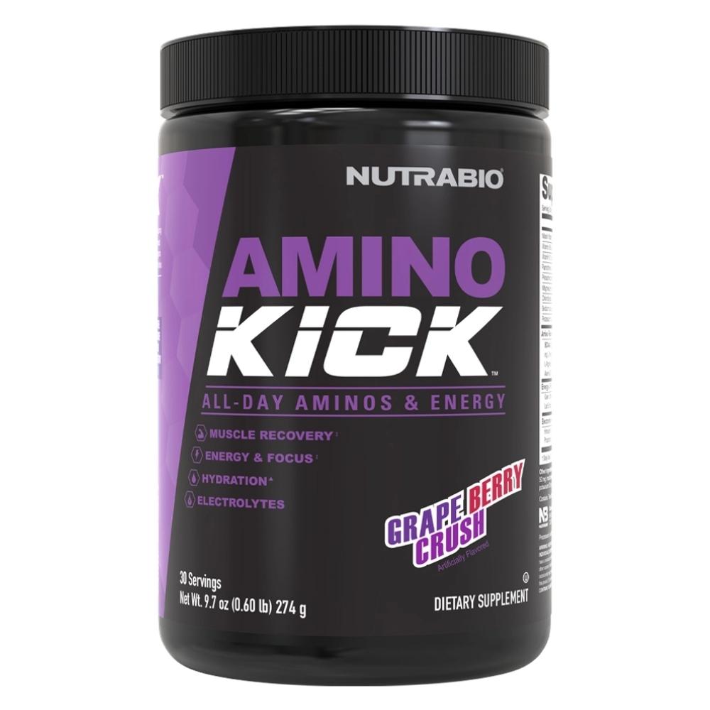 NutraBio Amino Kick 30 Servings Amino Acids NutraBio Grape Berry Crush 